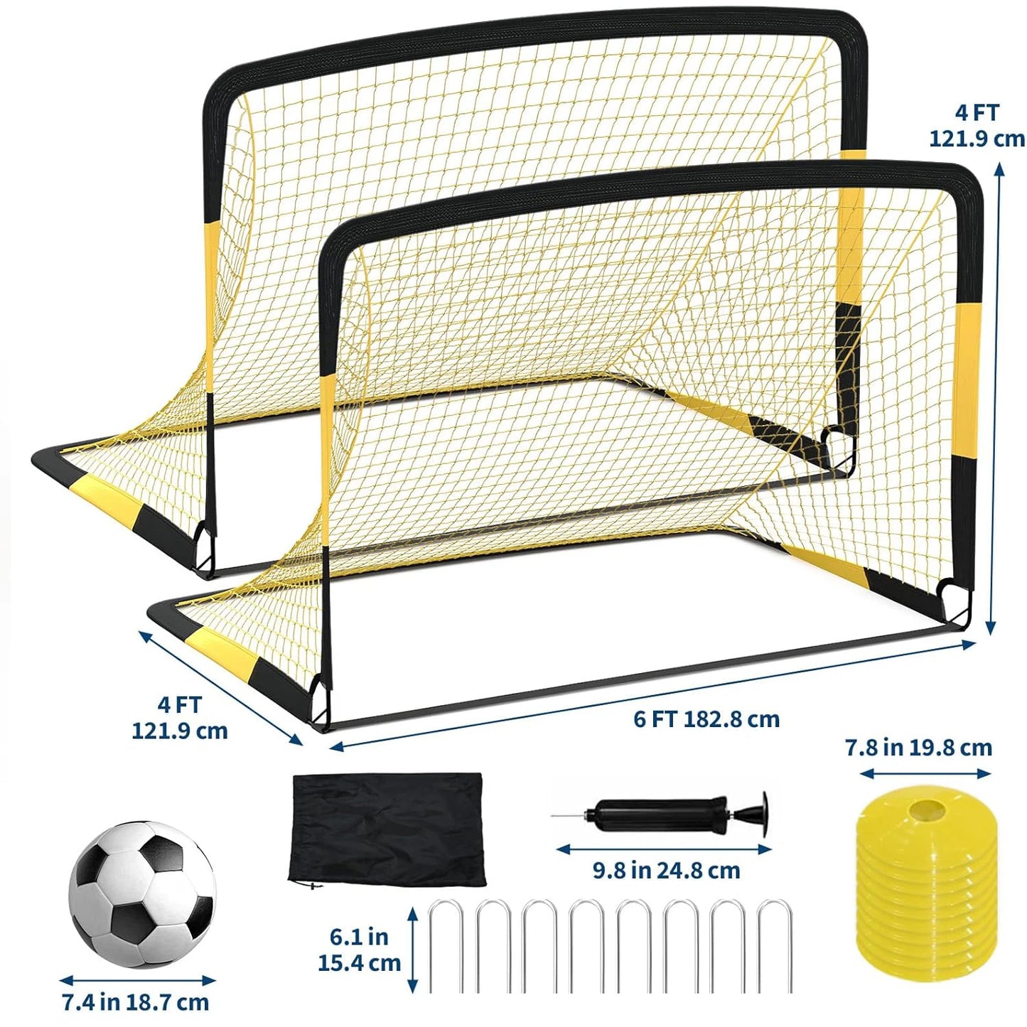 Portable Heavy Duty Soccer Goal Metal Frame Mesh Rebounder Net With Carry Bag
