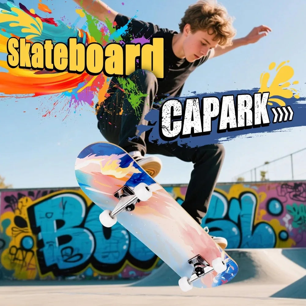 Maple Complete Skateboard For Beginners With Double Kick Concave