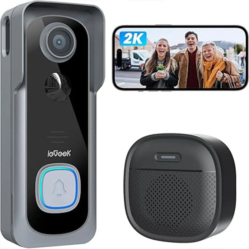 Iegeek 2K Wireless Video Doorbell With Chime And Ai Motion Detection