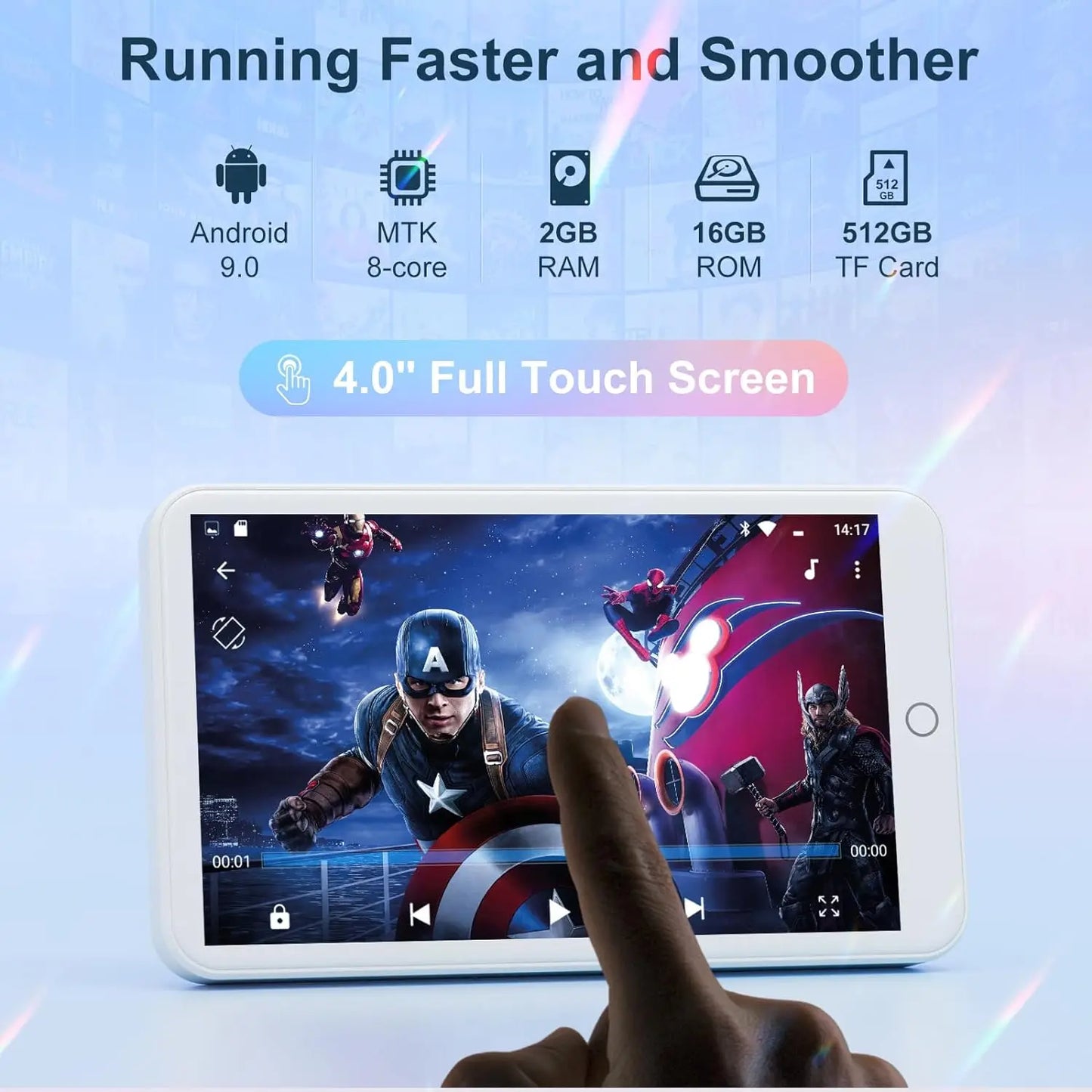 Mechen Android 9.0 MP3 Player Bluetooth 512GB 16GB Internal Storage