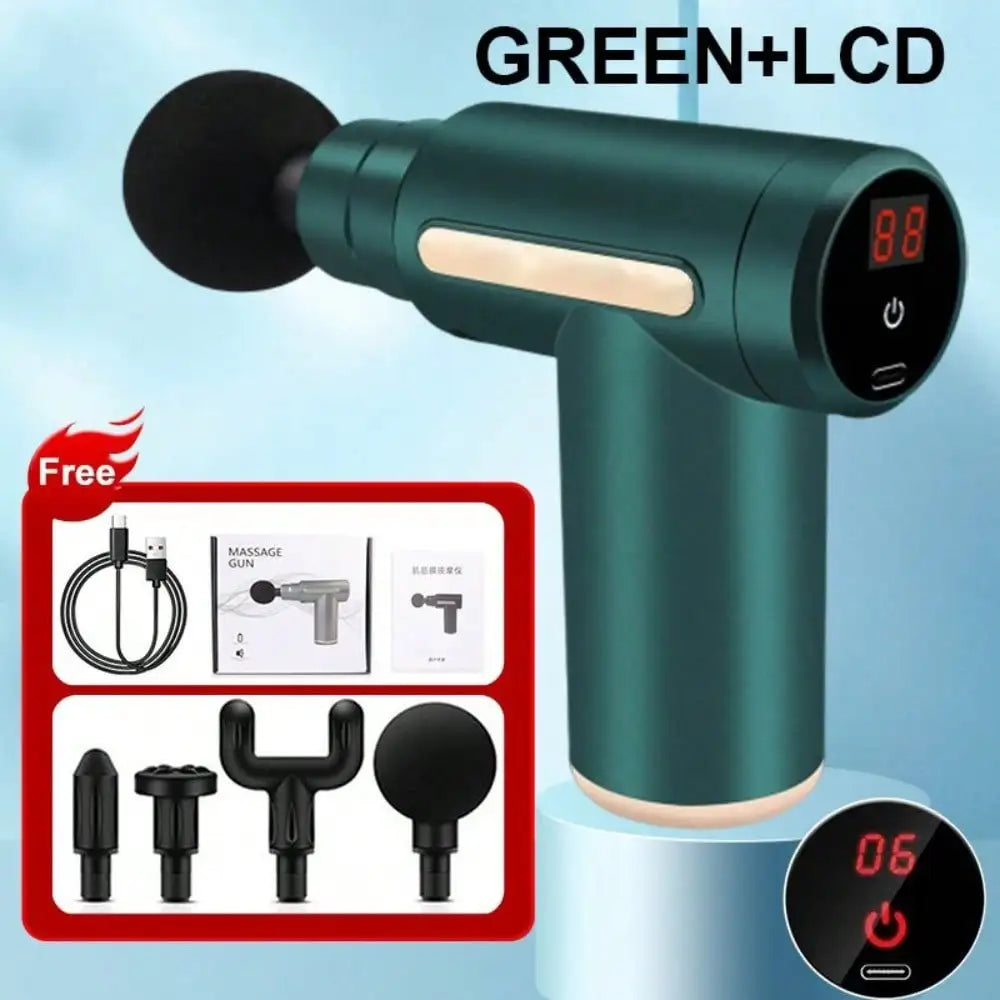 Portable Massage Gun With USB Rechargeable Battery And 4 Interchangeable Heads