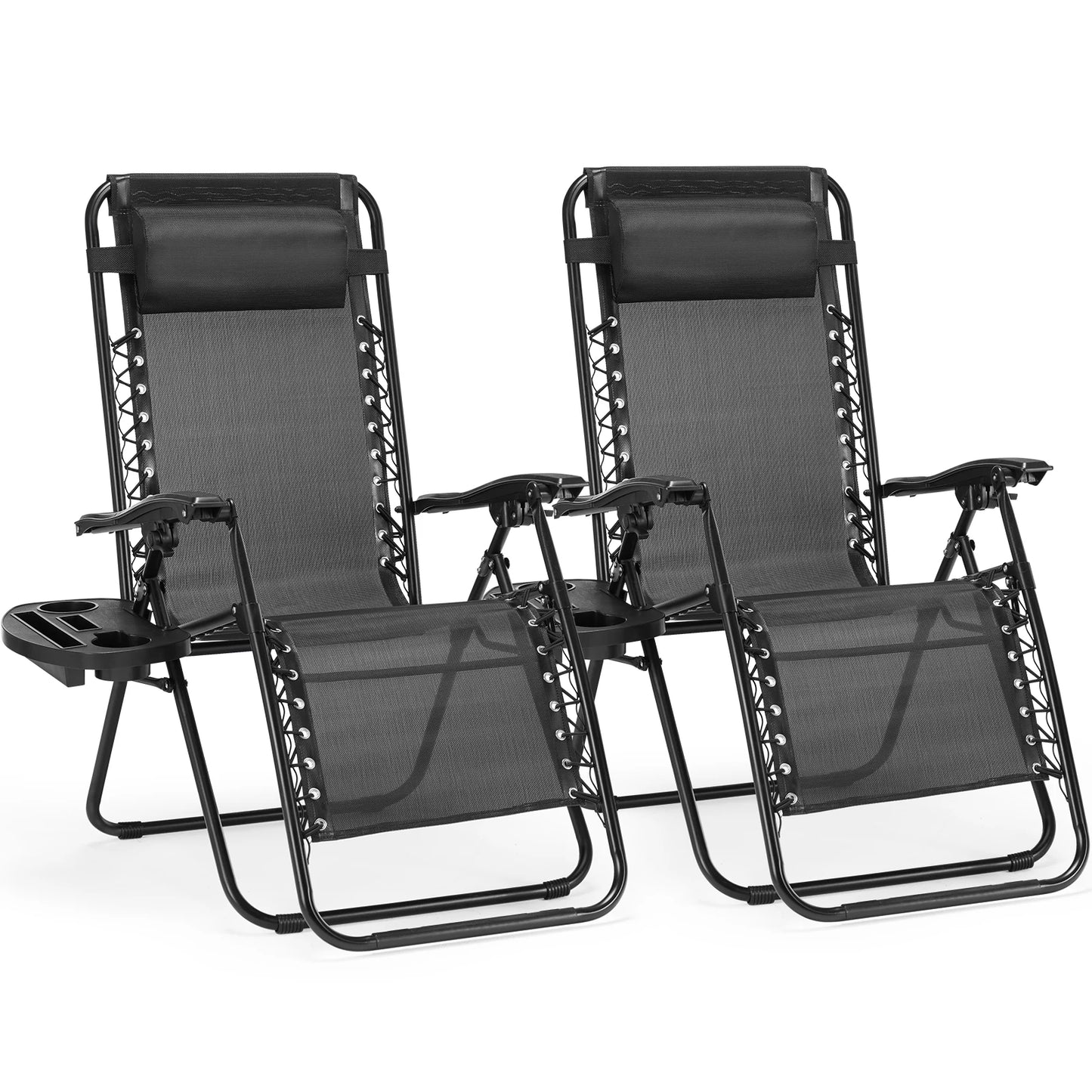 JHK Zero Gravity Portable Recliner With Cup Holder Outdoor Lounge