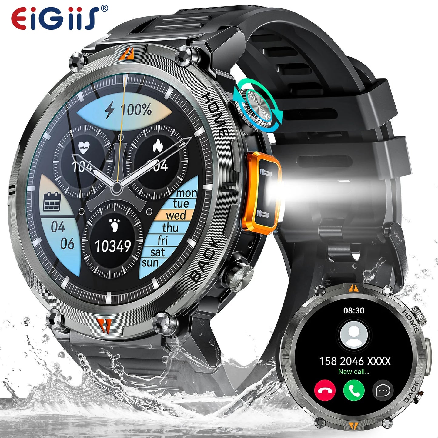 EIGIIS KE3 Bluetooth Call Smartwatch for Men Health Monitor