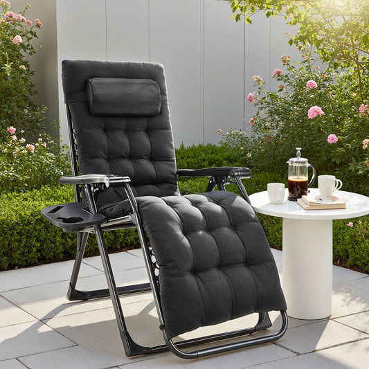 JHK Zero Gravity Recliner Outdoor Lounge Chair With Cup Holder
