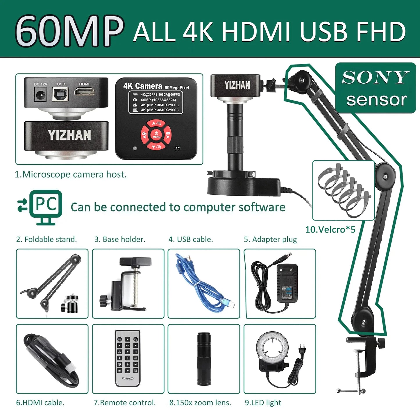 YIZHAN 48MP 4K Soldering Microscope With HDMI USB Camera