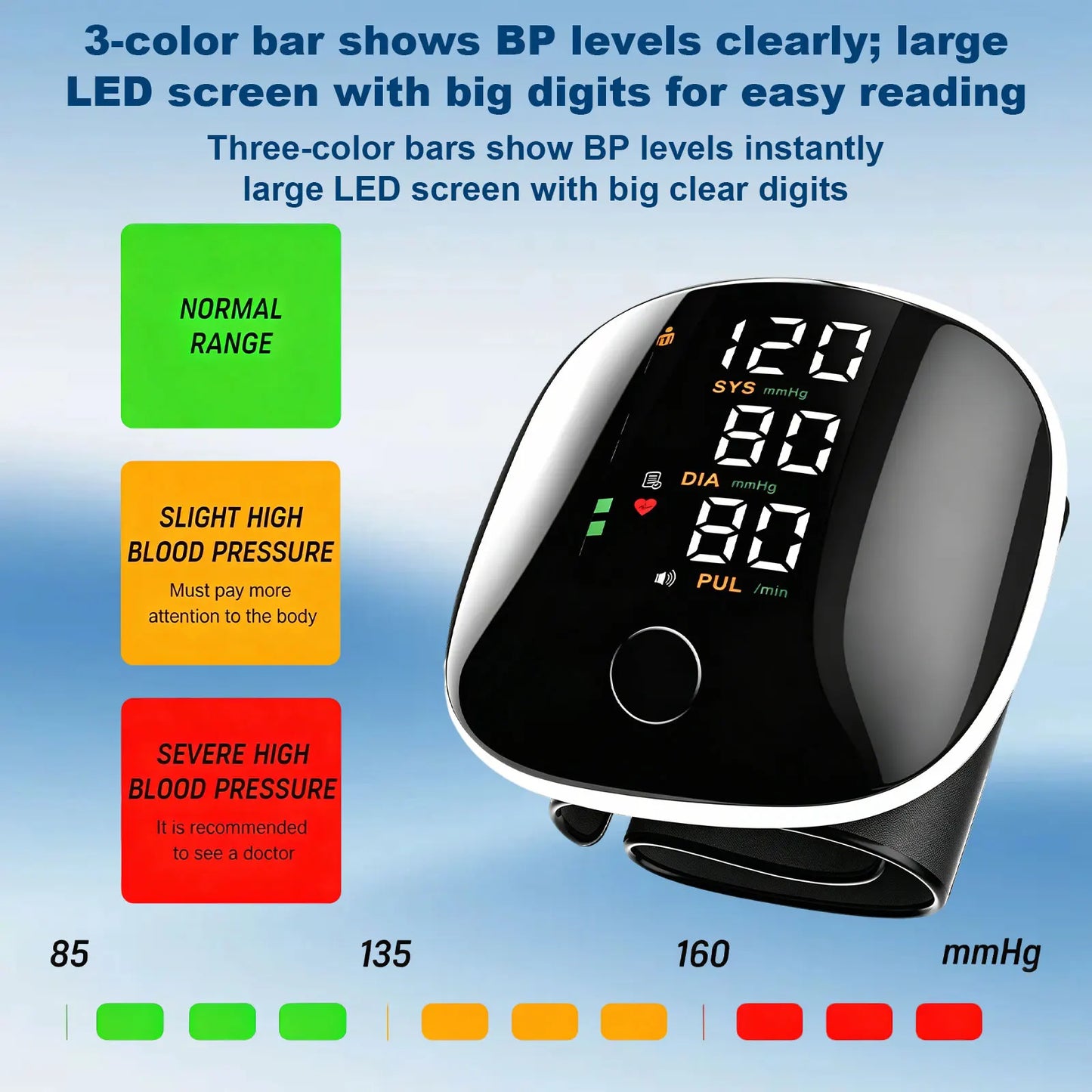 Rechargeable Wrist Blood Pressure Monitor With 240 Memory For Home