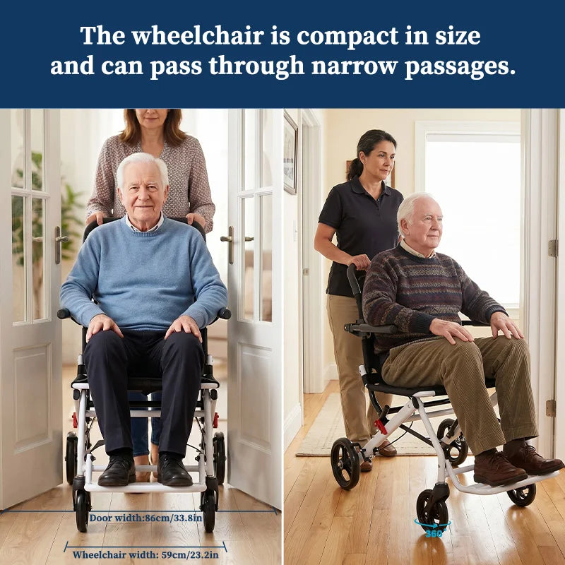 CvitalelPersd Lightweight Foldable Wheelchair for Adults and Seniors