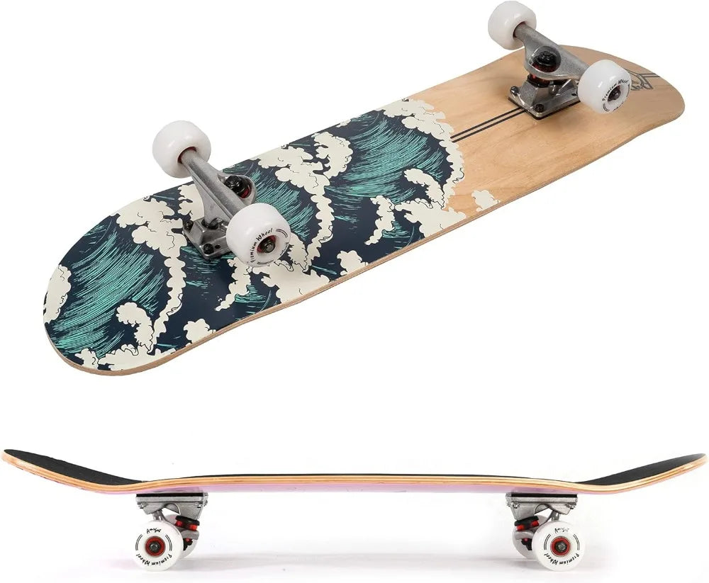 Beginner Complete Skateboard With 7 Ply Maple Deck Double Kick