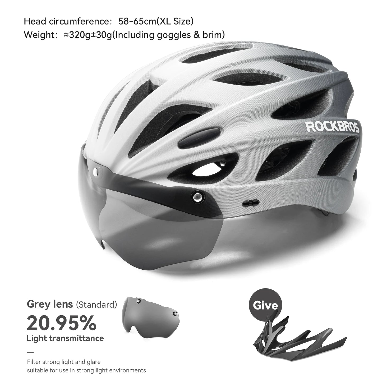 ROCKBROS Cycling Helmet With Integrated Goggles For MTB And Road