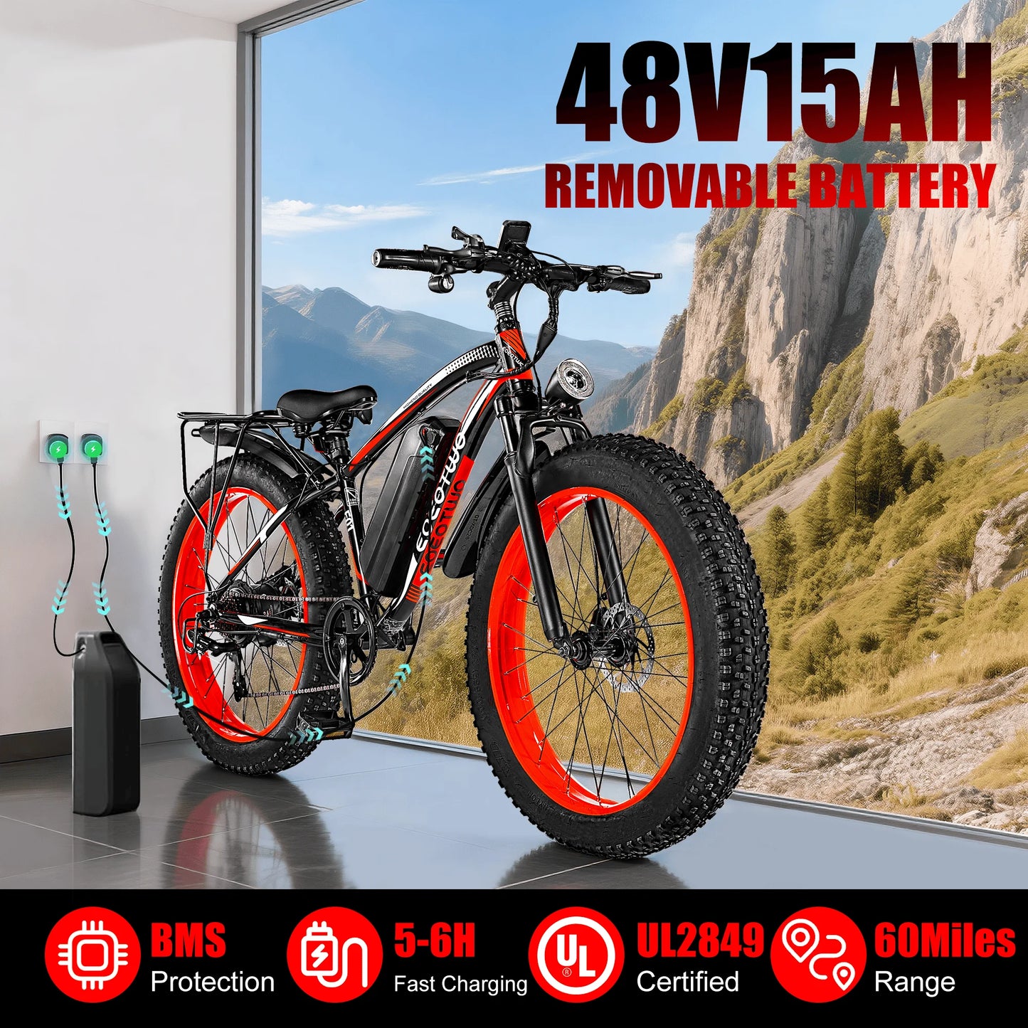 EOEOTWO 1500W Fat Tire Electric Bike All Terrain Ebike 34MPH