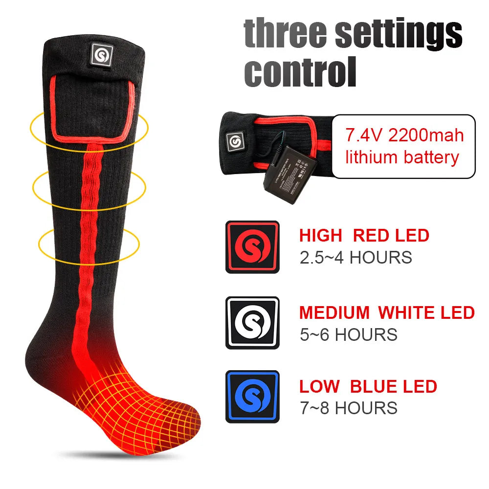 Snow Deer Rechargeable Heated Socks 2200mAh Outdoor Warmth