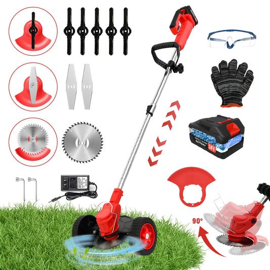 21V Cordless Weed Wacker 3 In 1 Trimmer With Wheels