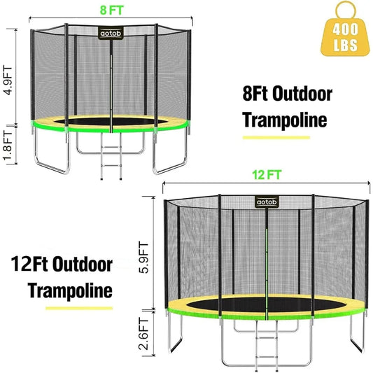 YTYIN Trampoline With Safe Enclosure Net And Basketball Hoop