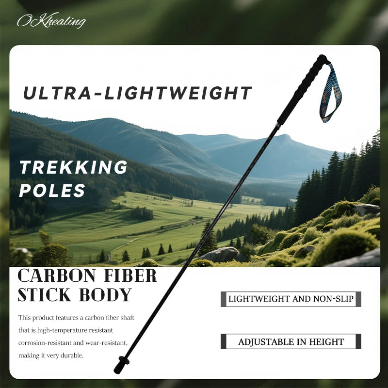 Okhealing T800 Carbon Fiber Trekking Poles Collapsible Hiking Sticks