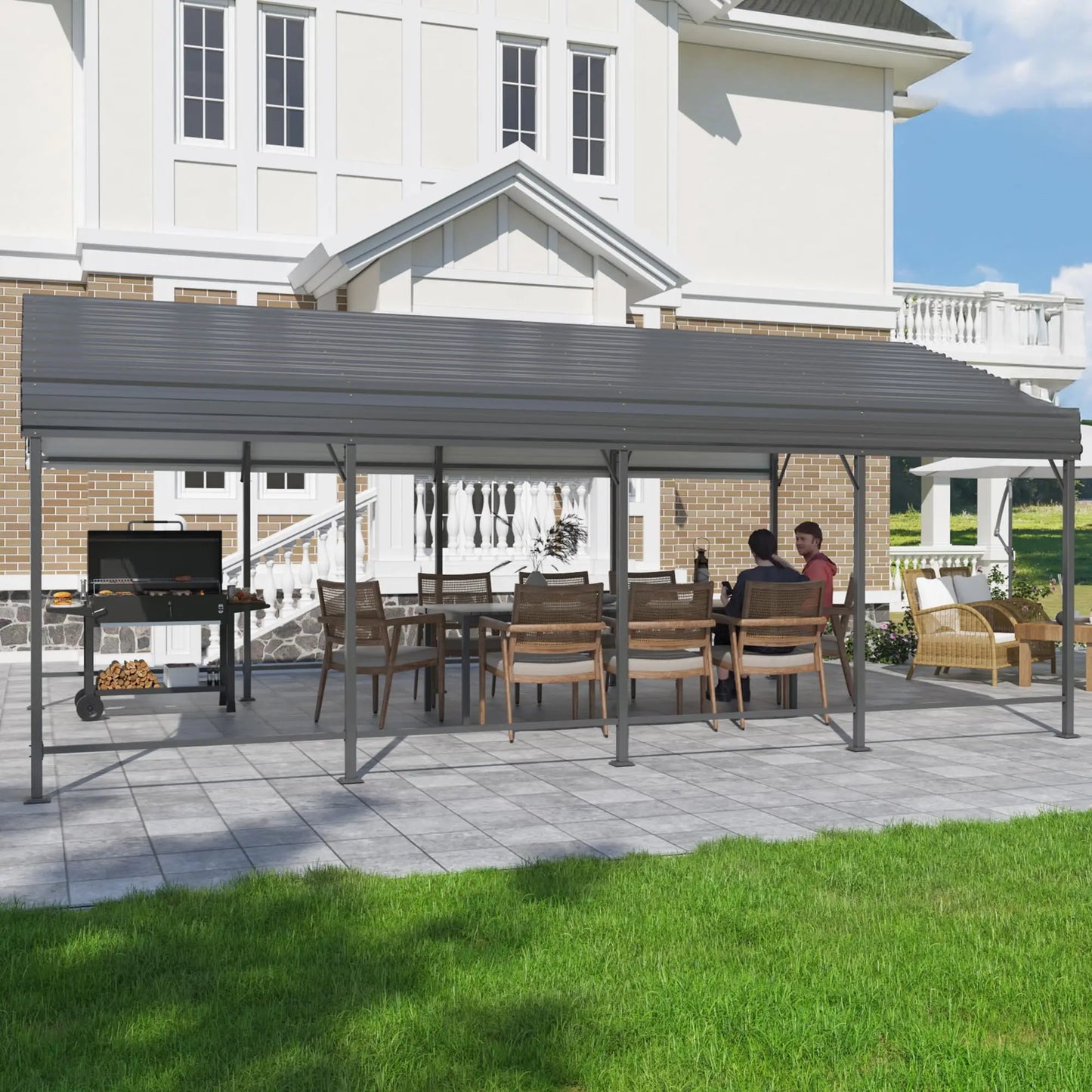 VIWAT Heavy Duty Metal Carport For Patio Or Garden