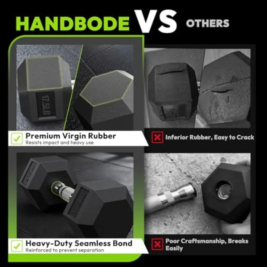 Rubber Coated Hex Dumbbell Set With A Frame Rack 170 Lb