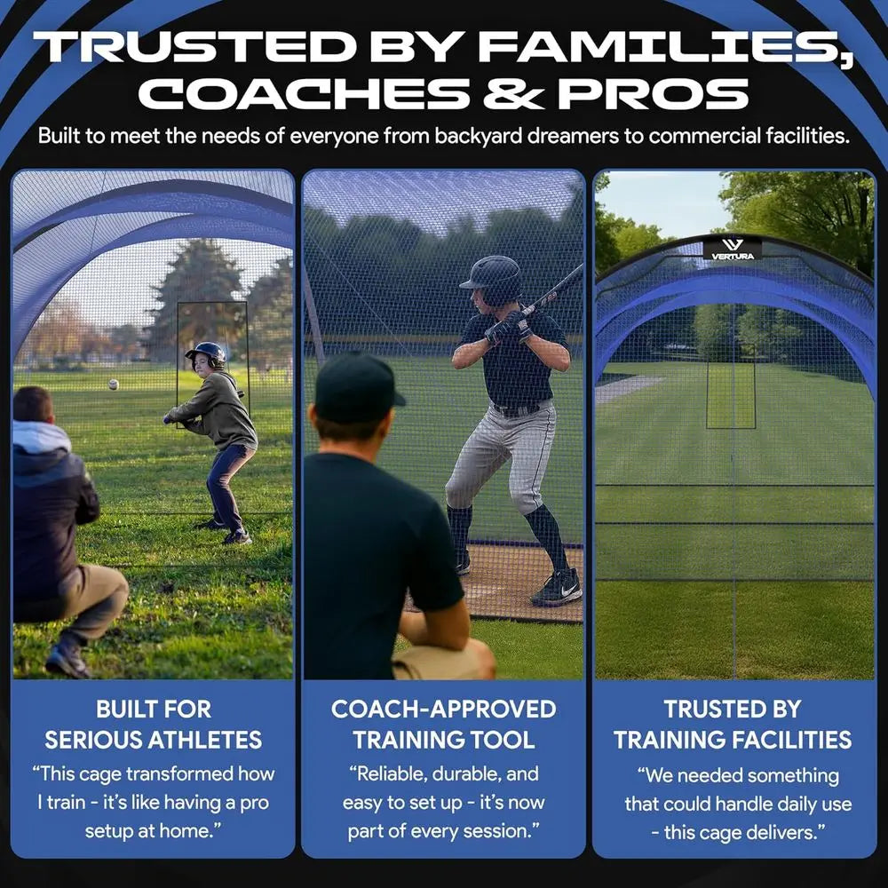 Portable Baseball Batting Cage With Easy Setup 3 Ply Net