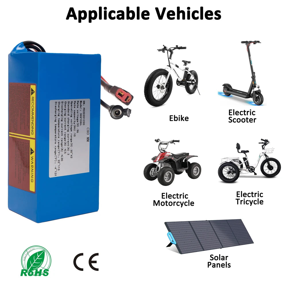 CAO MM 36V Ebike Battery 10 20Ah Powering 200 1200W