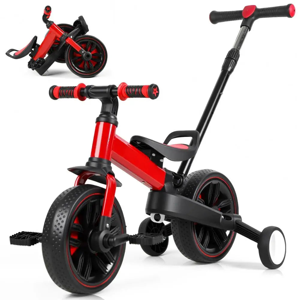 Kids 6 In 1 Folding Balance Bike With Training Wheels