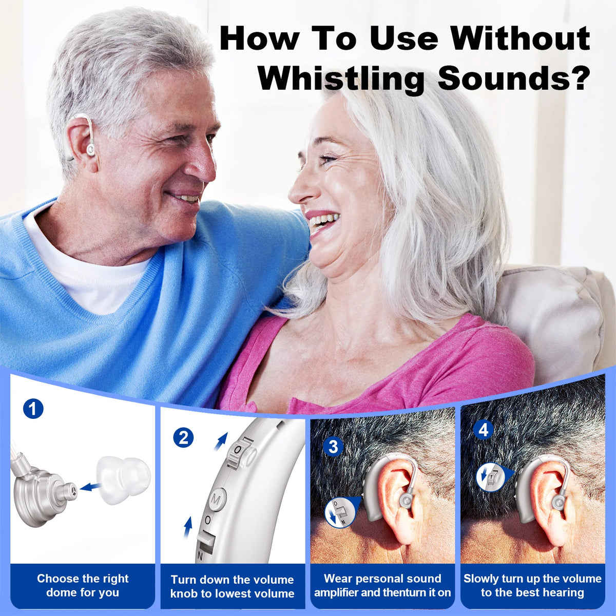 K&FCOPTEE Volume Adjustable Invisible Hearing Aids Rechargeable Portable