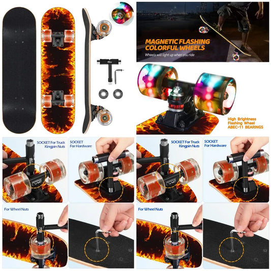 YTYIN Dual Dragon Skateboard With Flashing Wheels For All Ages