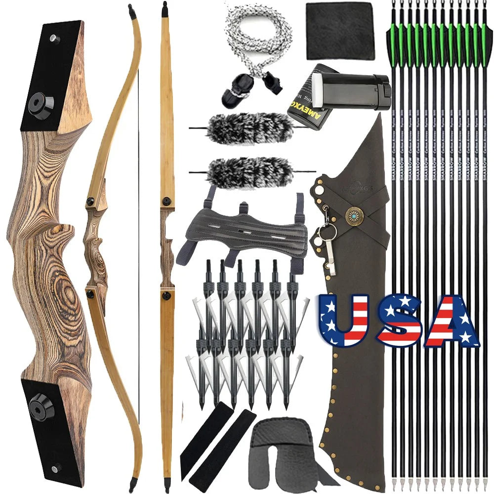 60 Inch Takedown Recurve Bow With Arrows For Hunting And Training