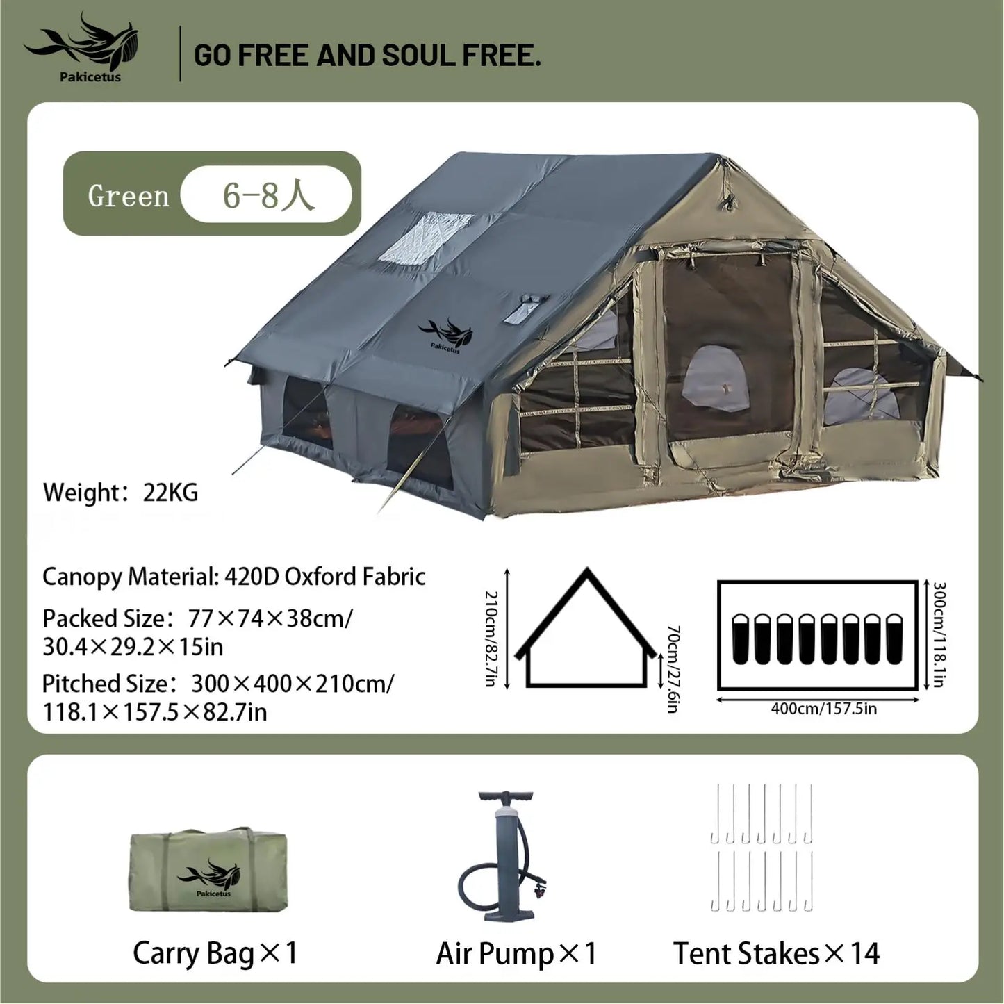 Pakicetus Quick Setup Inflatable Camping Tent