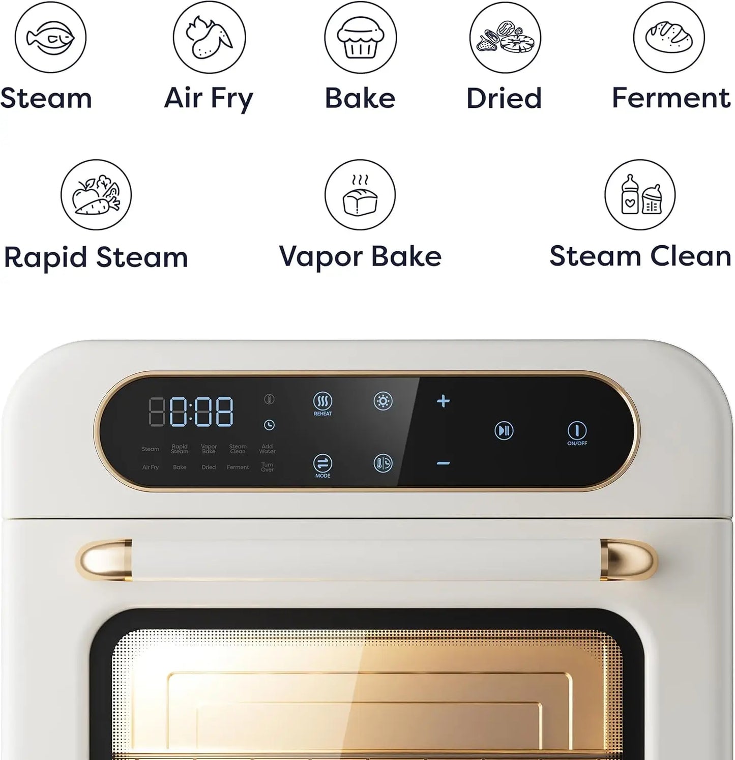 XMSJ 8-In-1 Air Fryer Steam Countertop Toaster Oven Kitchen Cooker