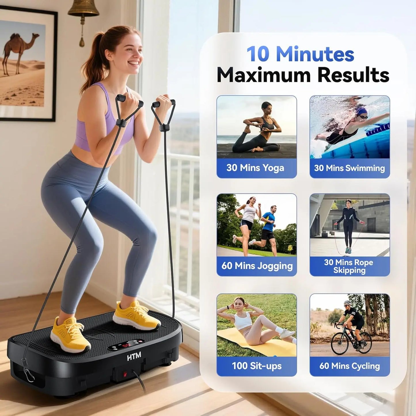 HTM Vibration Plate Exerciser For Whole Body Fat Burn Home Gym