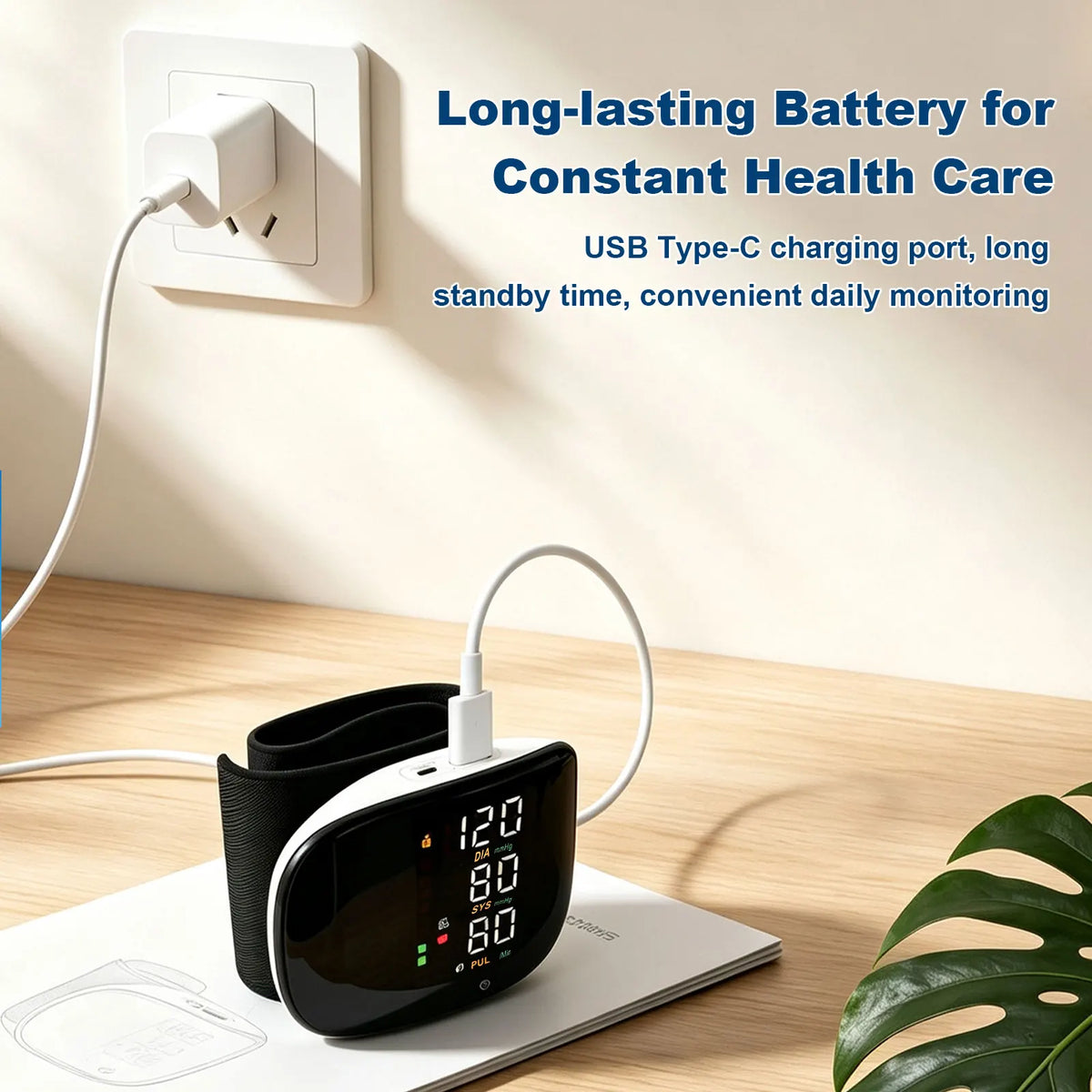 Rechargeable Wrist Blood Pressure Monitor With 240 Memory For Home