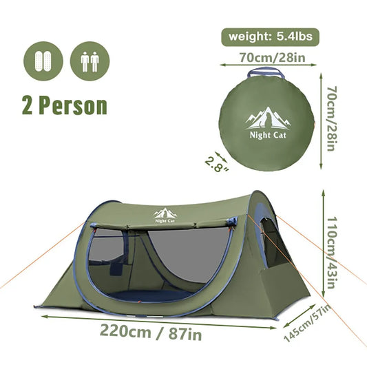 Night Cat Two Person Pop Up Tent Waterproof With Mosquito Net