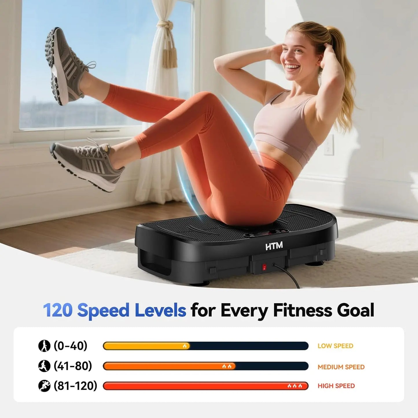 HTM Vibration Plate Exerciser For Whole Body Fat Burn Home Gym