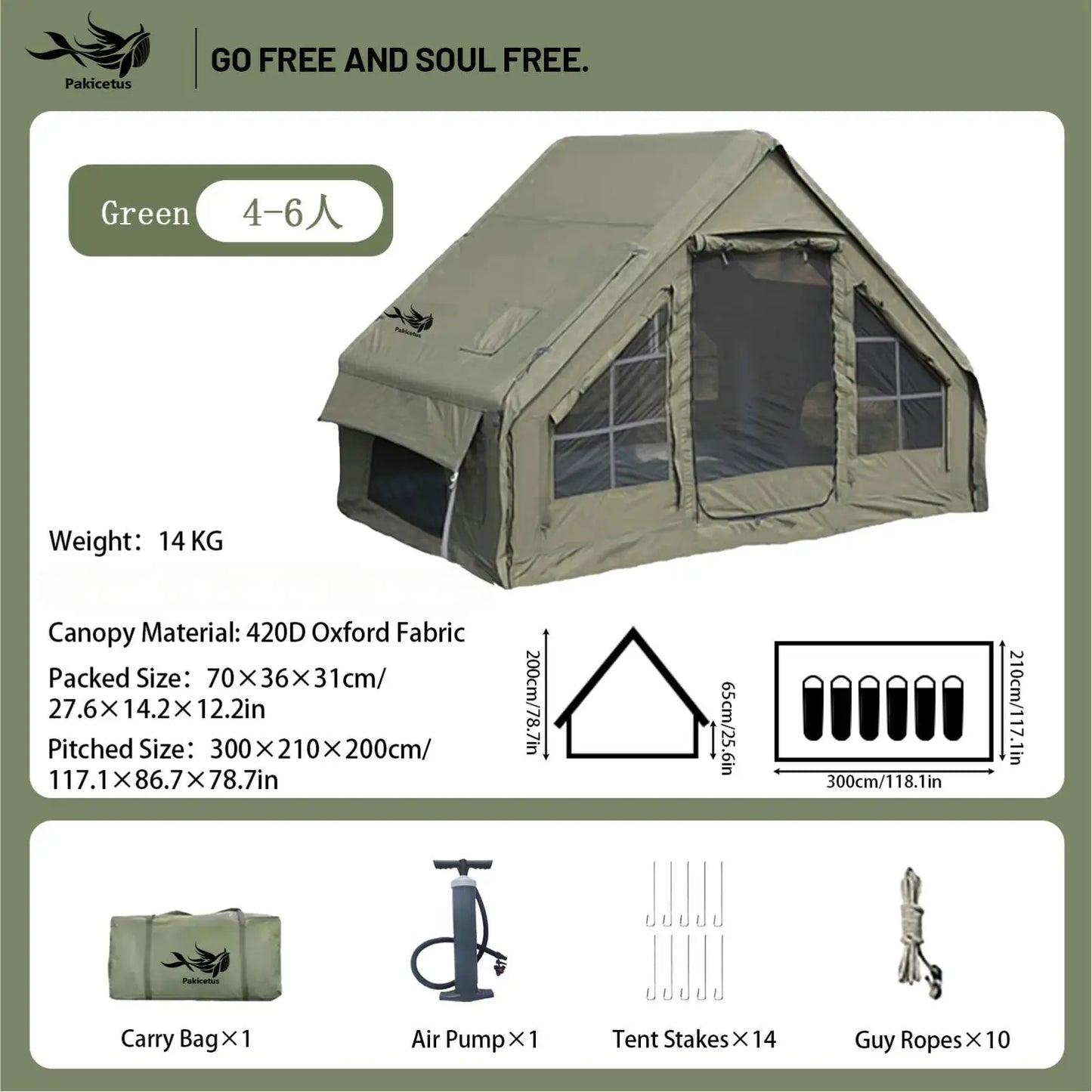 Pakicetus Quick Setup Inflatable Camping Tent