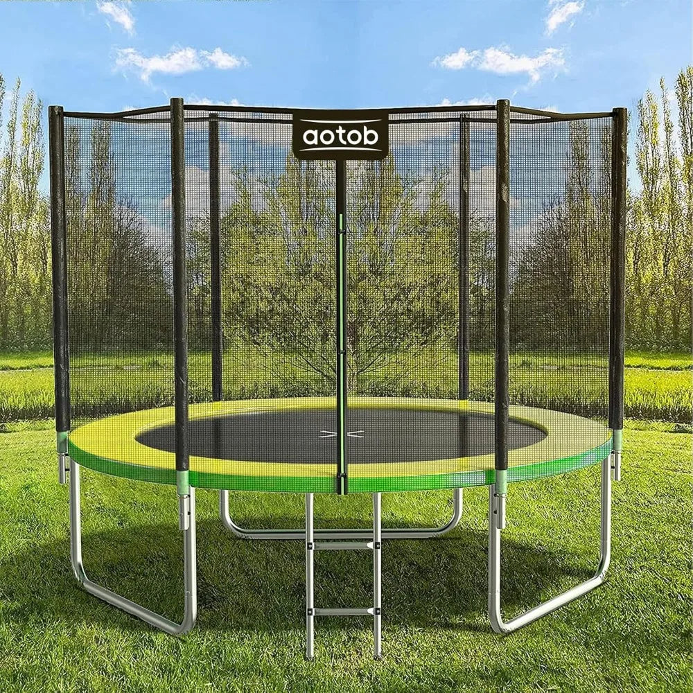 YTYIN Trampoline With Safe Enclosure Net And Basketball Hoop