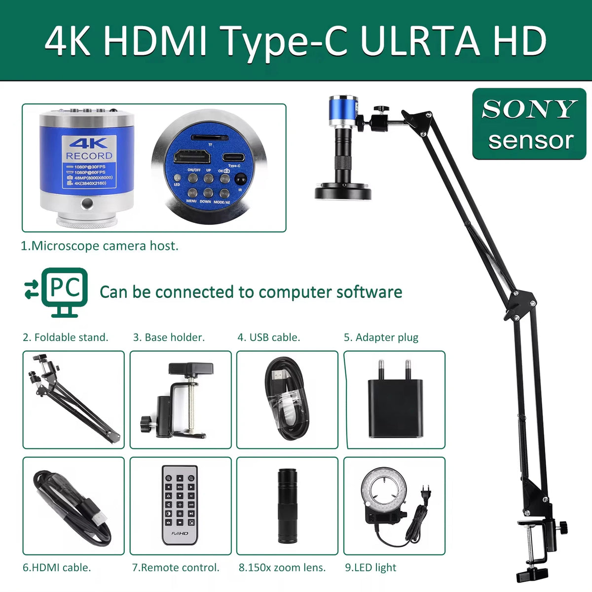 YIZHAN 48MP 4K Soldering Microscope With HDMI USB Camera