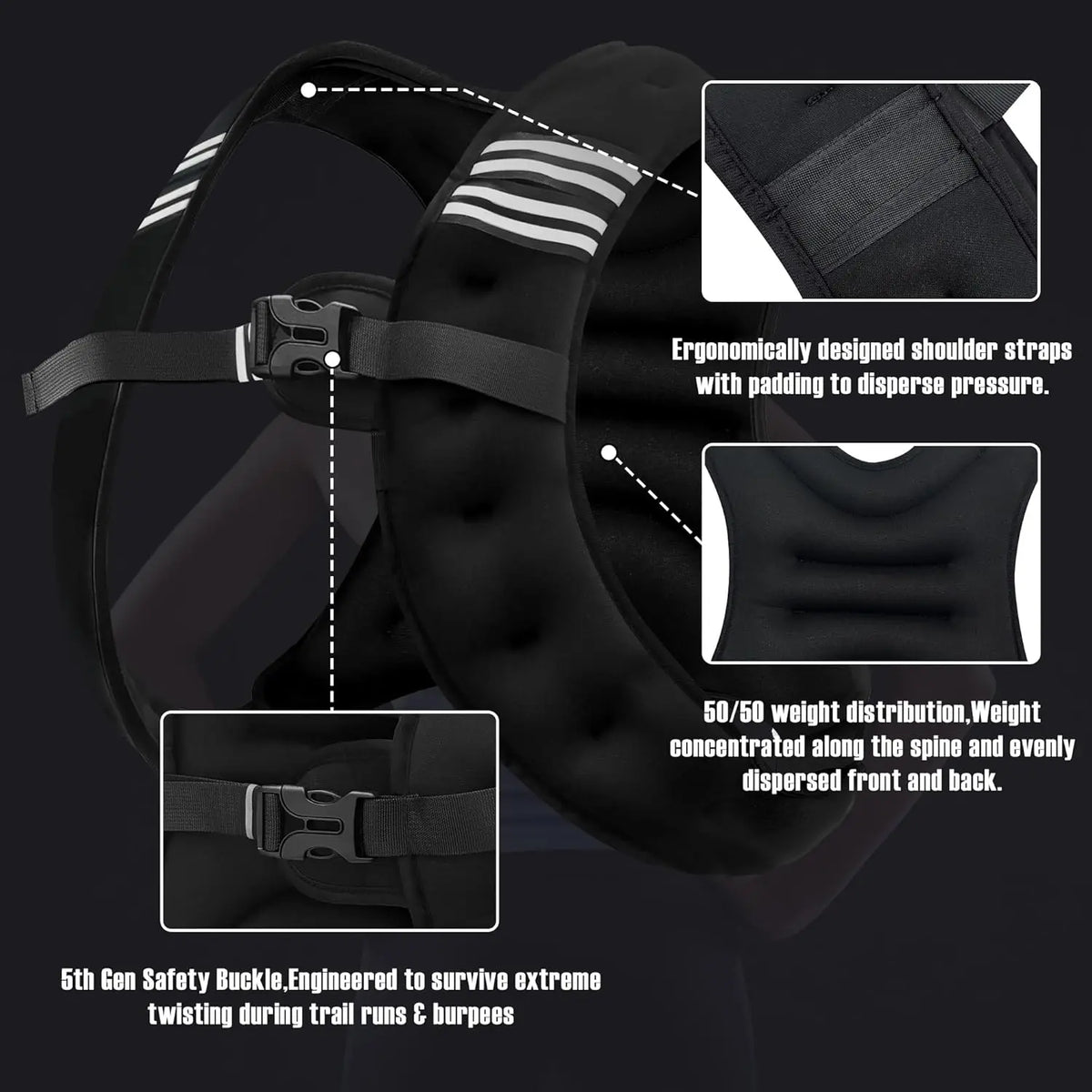 Weight Vest With Reflective Stripe For Workout And Running