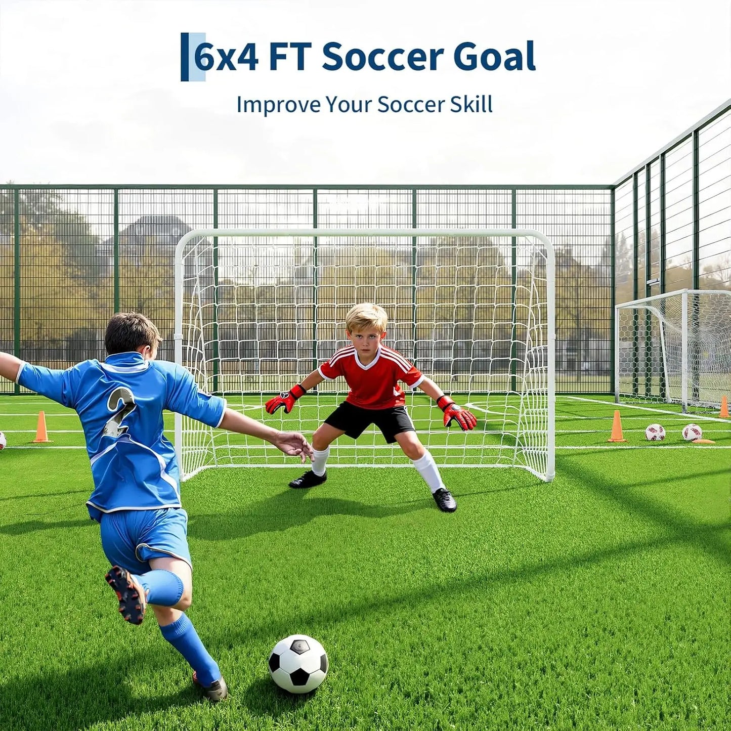 Portable Heavy Duty Soccer Goal Metal Frame Mesh Rebounder Net With Carry Bag