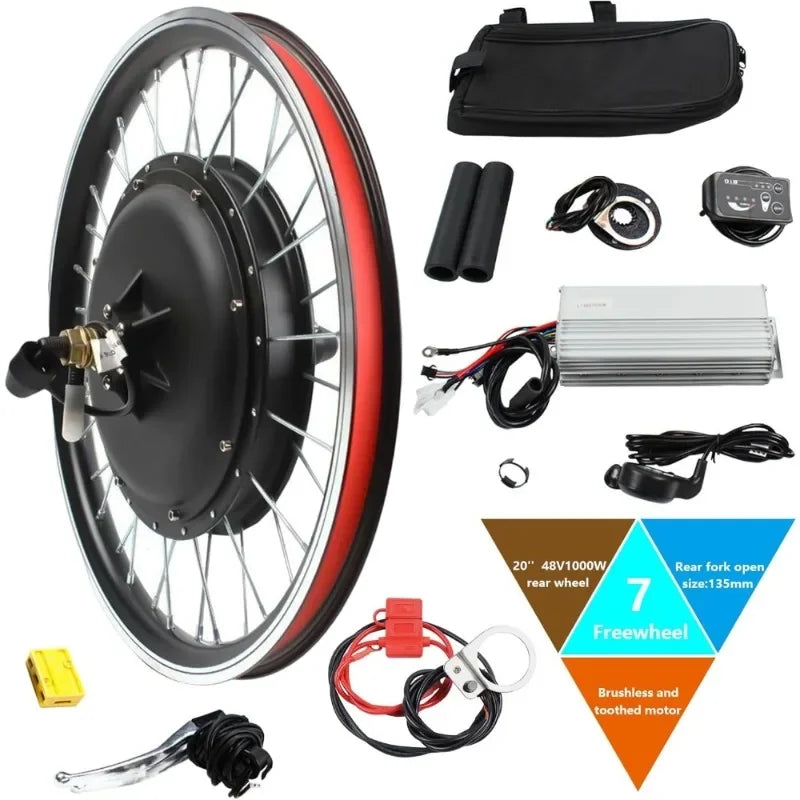 Rear Wheel Electric Conversion Kit 48V 1000W Brushless Hub LCD