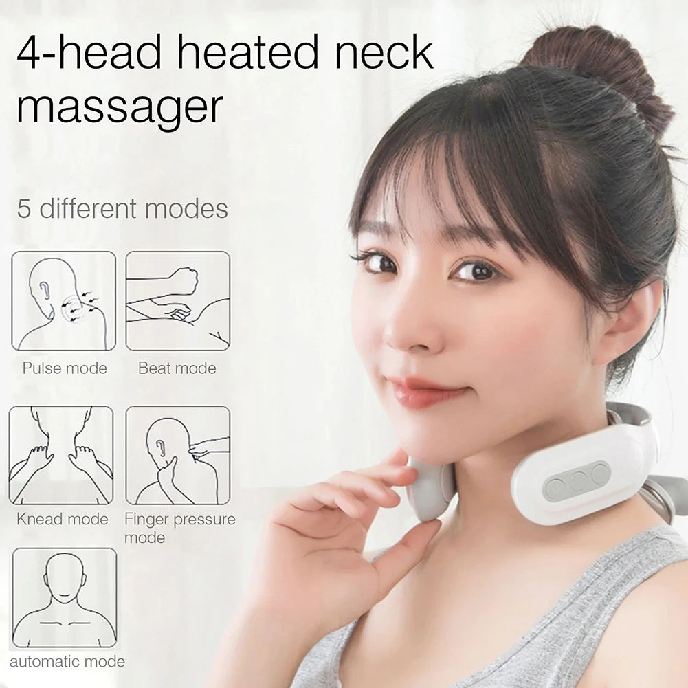 Portable 4 Head Back Massager USB Rechargeable Device