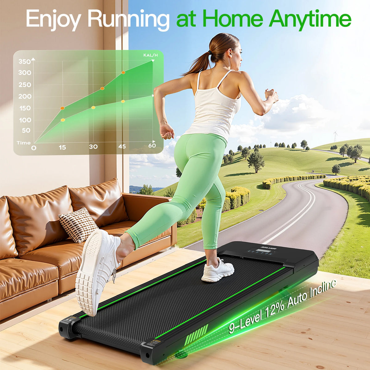 AKLUER Walking Pad With Auto Incline And Bluetooth Speaker