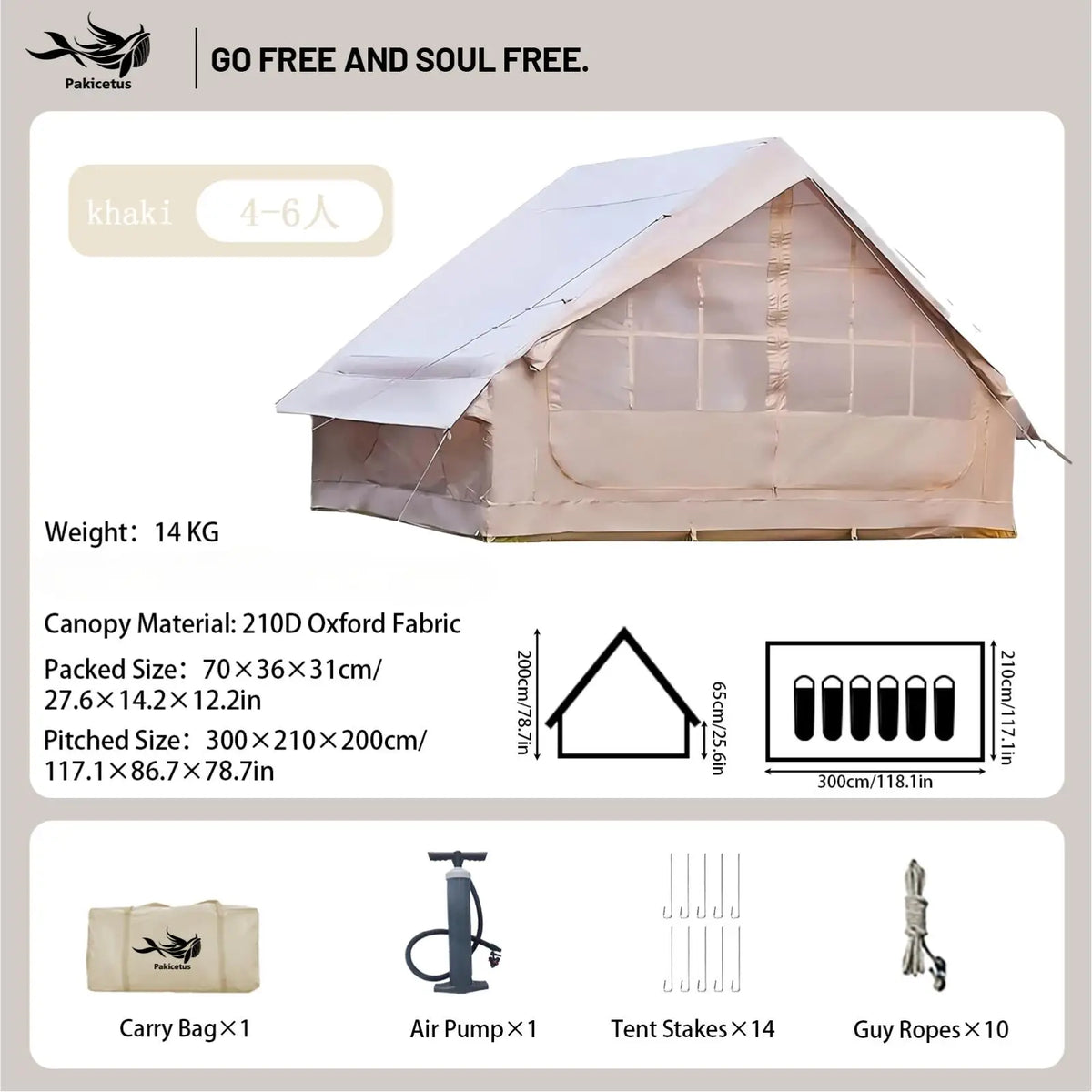 Pakicetus Quick Setup Inflatable Camping Tent