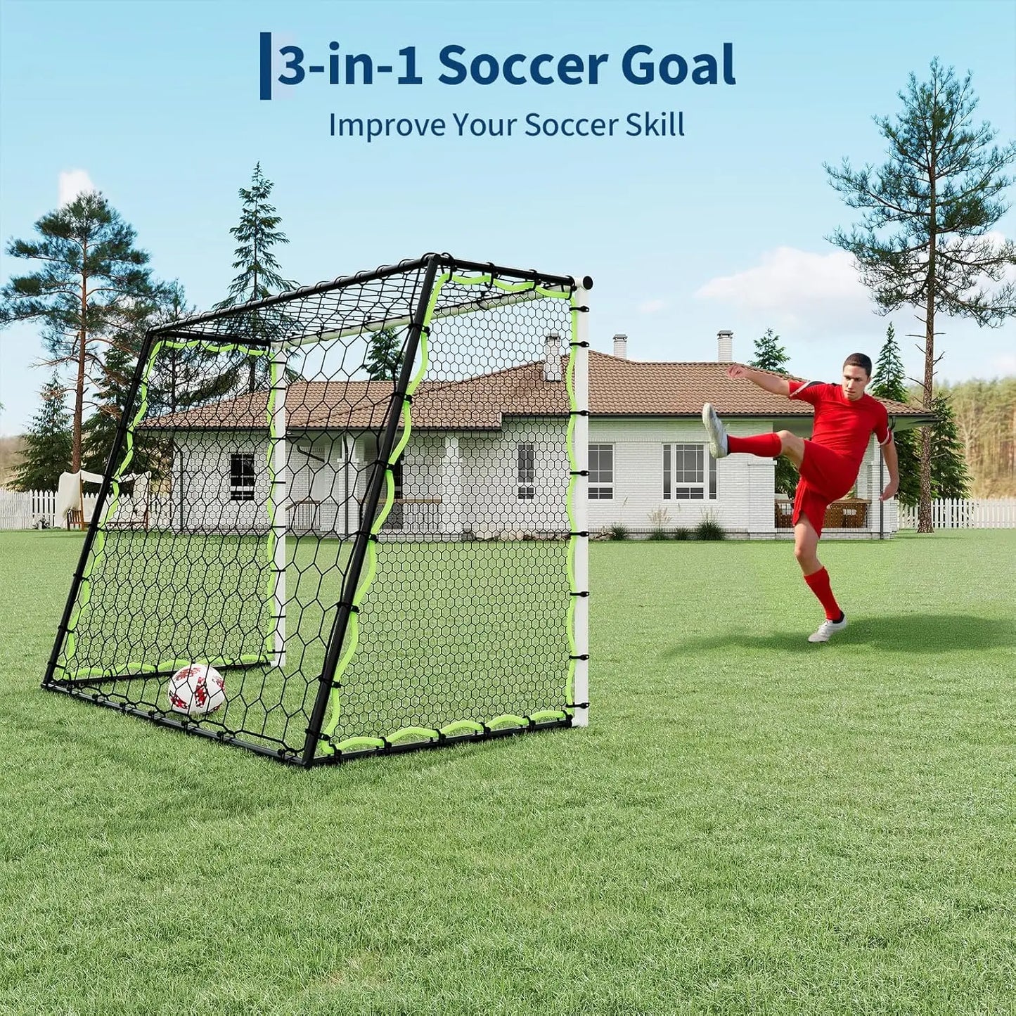 Portable Heavy Duty Soccer Goal Metal Frame Mesh Rebounder Net With Carry Bag