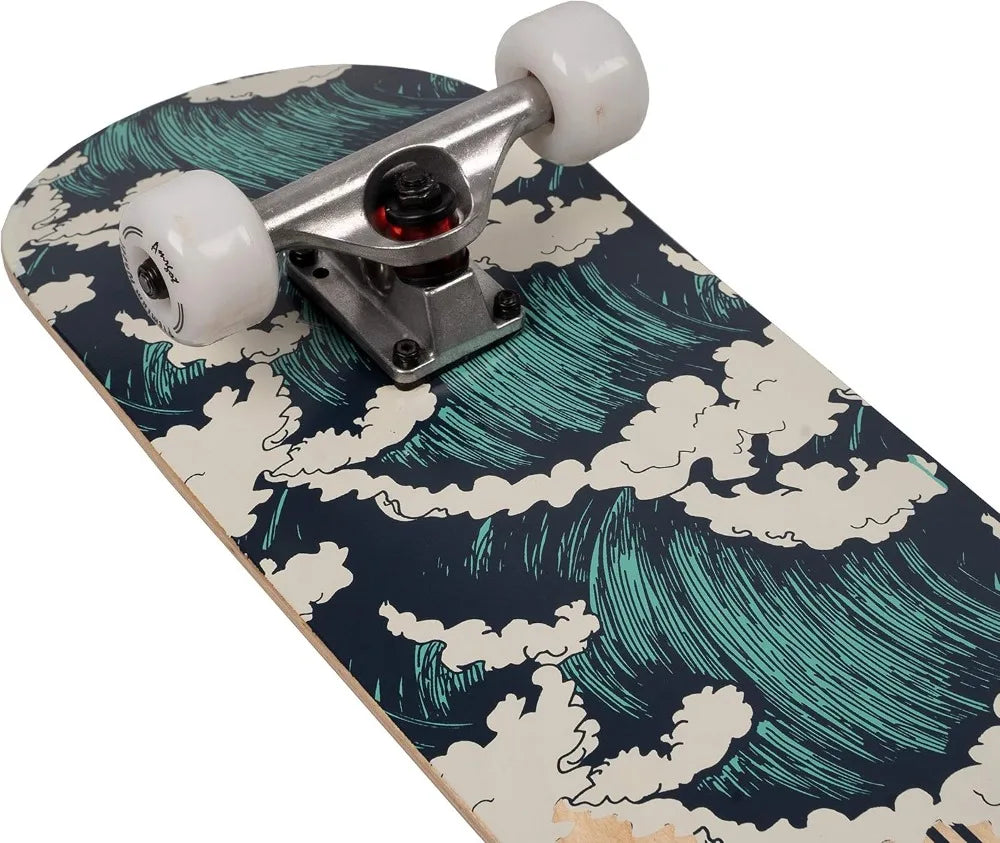 Beginner Complete Skateboard With 7 Ply Maple Deck Double Kick