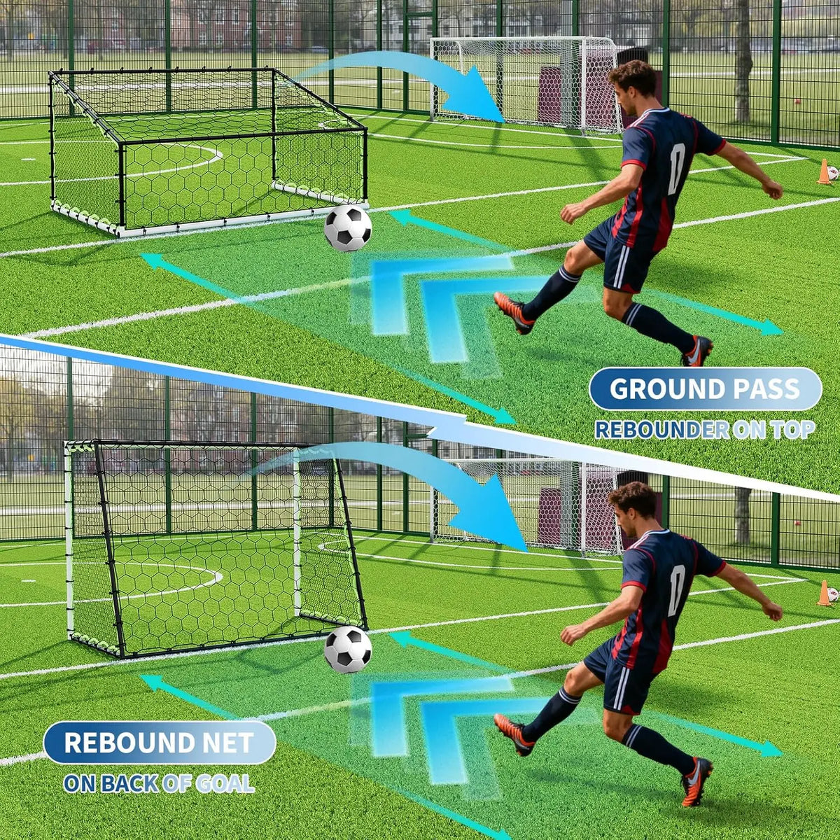 Portable Heavy Duty Soccer Goal Metal Frame Mesh Rebounder Net With Carry Bag