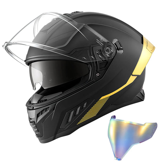 SucceBuy Full Face Motorcycle Helmet Dual Visor Lightweight Comfort