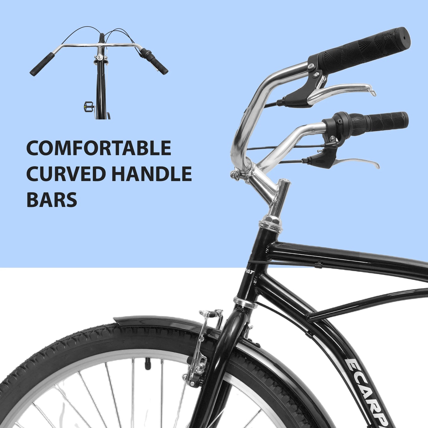 Ecarpat Cruiser Bike for Men and Women, 7-Speed Dual V-Brakes