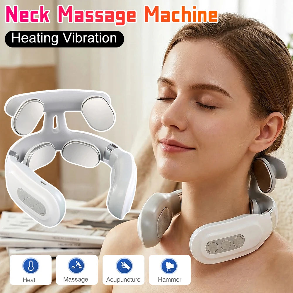 Portable 4 Head Back Massager USB Rechargeable Device