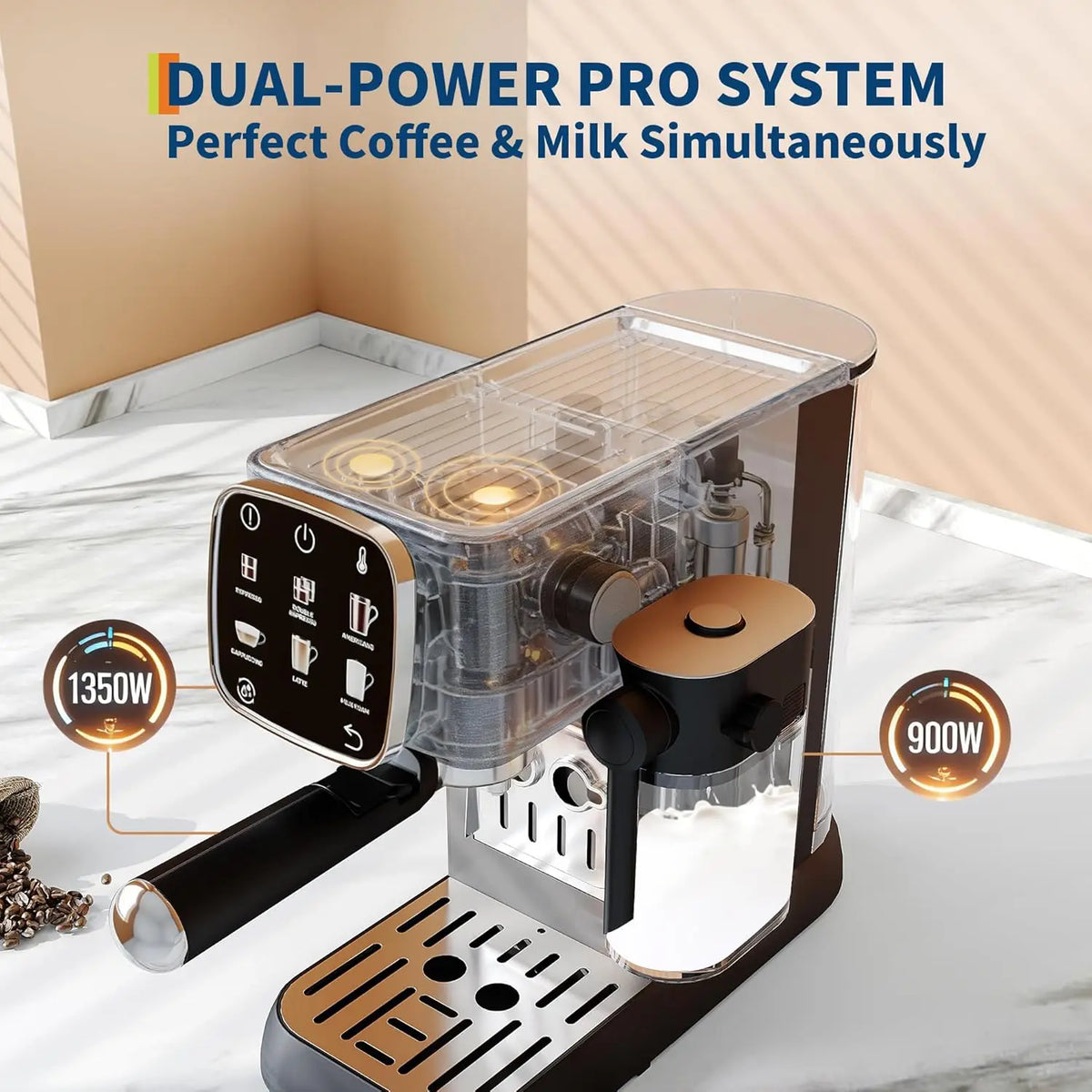 Acekool Fully Automatic Espresso Machine 20 Bar With Touchscreen Frother