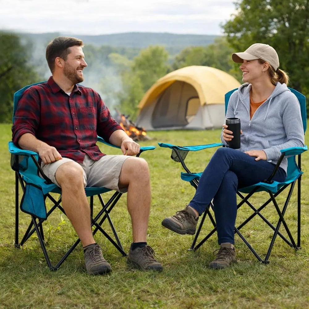 NBVCX Lightweight Folding Camp Chair High Back Cup Holder 300lbs