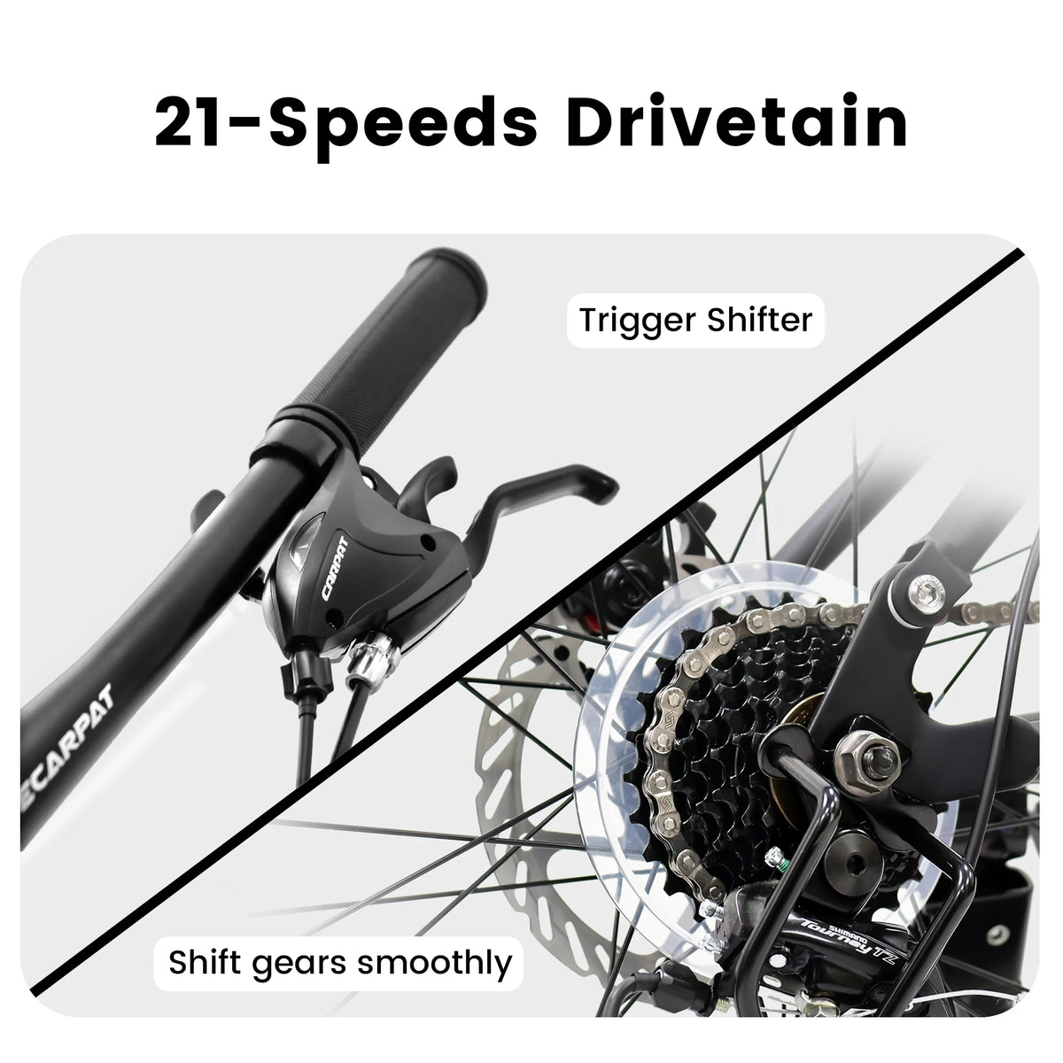 Ecarpat Dual Full Suspension Mountain Bike With 21Speed Disc Brakes